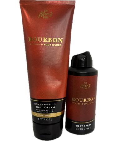 Bath & Body Works Body Men's Bourbon Body Cream and Spray 2 Piece Set