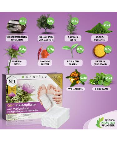 Kenrico Qu-1 Herbal Detox Foot Patch | 100% Vegan Detoxification Plaster for Body Detox - Buy Online on GoSupps.com