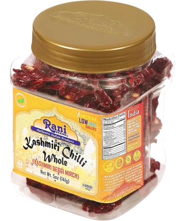 Rani Kashmiri Chilli Whole Stemless 5oz PET Jar - Low Heat, Natural & Salt-Free | Vegan | NON-GMO | Kosher - Indian Origin (141g) - Buy Online on GoSupps.com