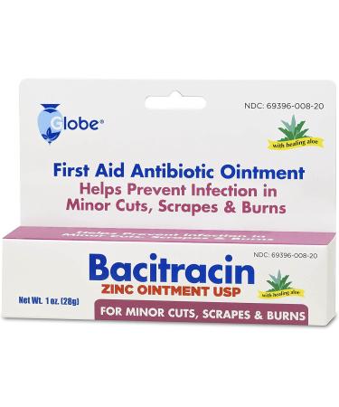 (4 Pack) Globe Bacitracin Zinc Ointment + Aloe 1oz | Antibiotic First Aid Supplies | Maximum Healing Power | Prevents Infection in Cuts, Scrapes & Burns - Buy Online on GoSupps.com