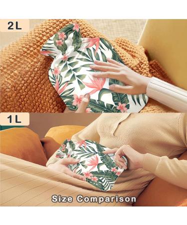 Naanle Tropical Flower Palm Hot Water Bottle 2L - Ideal for Menstrual Cramps Pain Relief & Heat Therapy - Buy Online on GoSupps.com