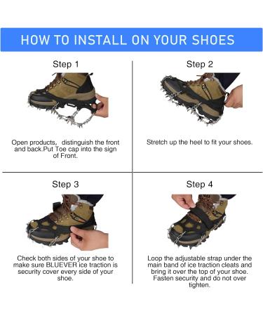 Bluever Ice Klampen Crampons - 32 Stainless Steel Spikes for Mountain Shoes | Ideal for Hiking Trekking Climbing & Winter Activities | XL Size Available - Buy Online on GoSupps.com