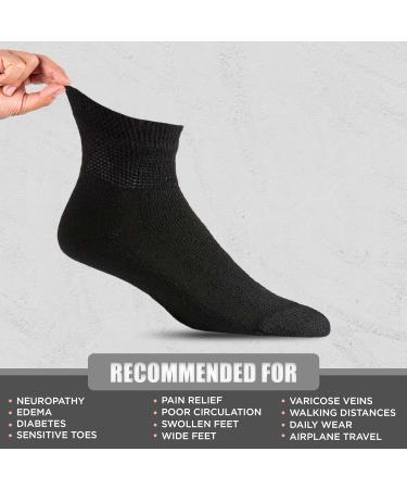 Veracco Diabetic Ankle/Quarter Cotton Socks for Men (3 Packs) 10-13 Black | Non-Binding Wide Top for Comfort and Support - Buy Online on GoSupps.com