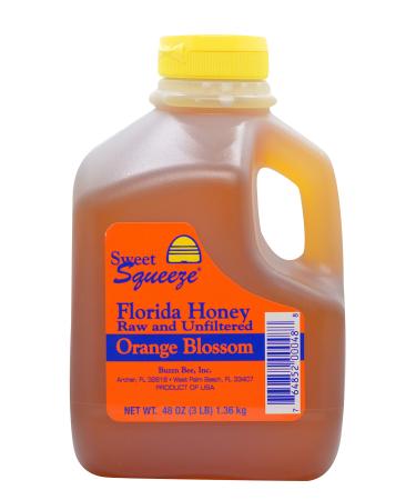Sweet Squeeze Raw Honey - Unfiltered & Unpasteurized Orange Blossom Honey - From Florida's Beekeepers, 3lb Orange Blossom 3 Pound (Pack of 1)