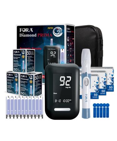 FORA Diamond DM10a - Diabetes starter set blood glucose meter (mg/dl) with 160 blood glucose test strips and 160 lancets
