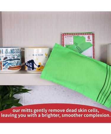 Korean Exfoliating Bath Washcloths 6-Pack XL Size 9.9x5.5 | Viscose Rayon Towel for Soft Skin | Body Scrub Mitt Glove | Korea Made - Buy Online on GoSupps.com