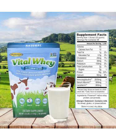 Grass-Fed Whey Protein Powder for Immune Vitality Natural Flavor 2.5lbs (56 Servings) 15g Protein Per Serve Vital Whey Clean Holistic Wellness Nutrition Natural 2.5 Pound (Pack of 1) - Buy Online on GoSupps.com