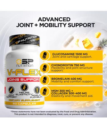 SP Nutrition V-Flex Advanced Joint Support Supplement with Glucosamine Chondroitin MSM Collagen & Hyaluronic Acid Supports Mobility & Flexibility 120 Capsules - Buy Online on GoSupps.com