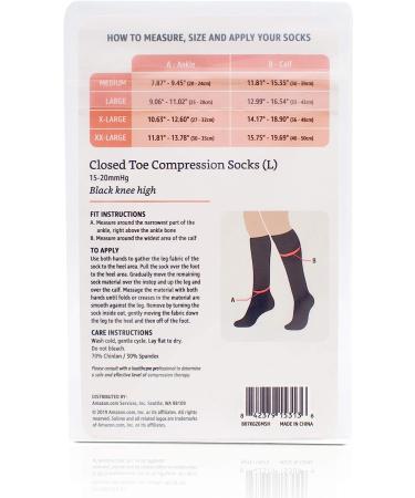 Solimo Closed Toe Compression Socks for Men & Women - Black, 15-20mmHg, Large, 1 Pair - Buy Online on GoSupps.com