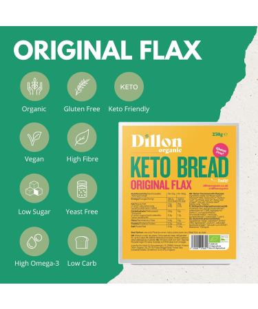 Dillon Organic Flax Keto Bread 6 x 250g - Low Carb, Gluten-Free, High Fiber, Omega 3, Sunflower & Caraway Seeds - Buy Online on GoSupps.com