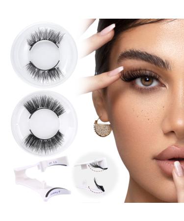 wiwoseo Magnetic Eyelashes Reusable Dual Magnetic Lashes without Eyeliner Natural Look Magnetic Eyelashes with Applicator Clear Band False Eyelashes No Glue Magnetic Lashes with Applicator 2 Pairs D-natural lashes