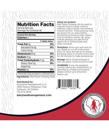 Dairyland Management LLC Red Panax Ginseng Root - 4 oz Pack of Korean Panax Ginseng Root - Authentic Panax Ginseng - Non-GMO Gluten Free Ginseng Root - Ideal for Use in Soup Tea 4 Ounce (Pack of 1) - Buy Online on GoSupps.com