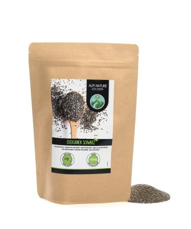 Chia seeds black (1kg) chia seeds 100% natural without additives for breakfast as a topping and for pudding 1 kg (1 pack)