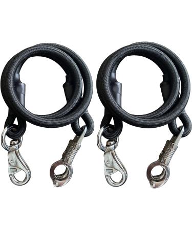 Majestic Ally Pack of 2 Bungee Trailer Tie for Horse Haulage with Panic Snap and Bull Snap - 36 Inch (Black) - Buy Online on GoSupps.com