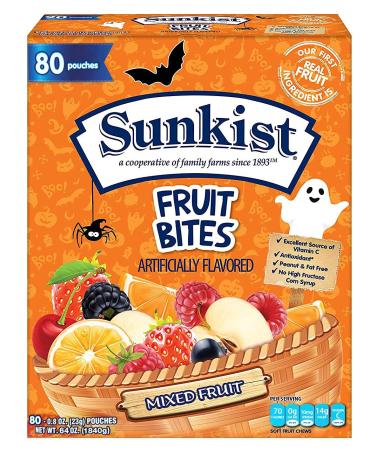 Fruit Snacks, Halloween Concept, Mixed Fruit, Bulk Pack, 0.8 oz Individual Single Serve Bags, 80 Pouches (1 Pack)