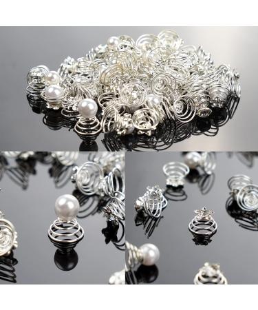 Midodo 84-Piece Hair Spiral Wedding Jewelry Set - Rhinestone & Pearl Hairpins for Brides and Girls - Elegant Silver Flower Clips - Buy Online on GoSupps.com
