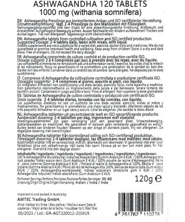 Buy Moriveda Ashwagandha 1000mg Tablets - Pure Natural Indian Ginseng for Stress Relief & Sleep - 120 Count - Buy Online on GoSupps.com