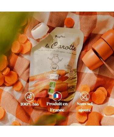 POPOTE - Pur e Carottes Bio - D s 4/6 Mois - Gourde Individuelle 120g - Recette Lisse quilibr e - Premi re D couverte des L gumes Diversification Alimentaire - Format Pratique - Pack 10 x 120g - Buy Online on GoSupps.com