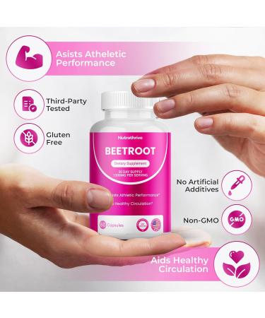 Organic Beet Root Capsules 1300mg Beetroot Powder per Serving Circulation & Stamina Support Non-GMO Vegan Gluten-Free - Made in USA by GMP-Certified Facility ((60 Count (Pack of 1)) - Buy Online on GoSupps.com