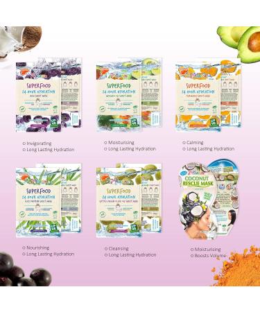 7th Heaven 'Complete Beauty Bag Pamper Gift Set 20 Skincare Face Masks to Cleanse and Moisturise Skin and Volumise Hair - Buy Online on GoSupps.com