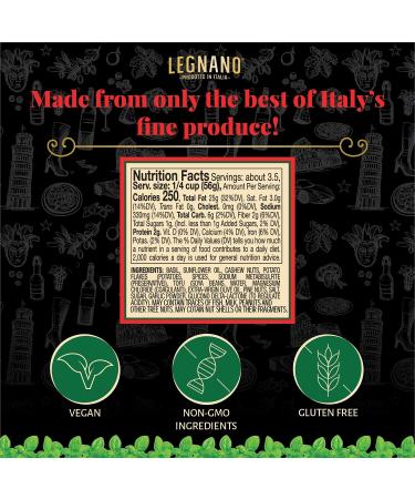 Legnano Green Pesto Alla Genovese: Authentic Italian Basil Vegan Pesto Sauce - Gluten Free, Made in Tuscany - 6.5 oz Jar - Buy Online on GoSupps.com
