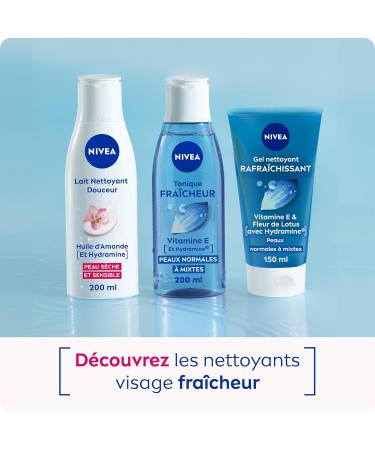 NIVEA Fresh Toner (1 x 200 ml) facial toner enriched with Lotus flower and Hydramine refreshing moisturizing facial cleanser for normal to combination skin - Buy Online on GoSupps.com