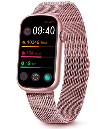 MorePro Fitness Tracker with Heart Rate Monitor, Blood Pressure Watch for Women, Waterproof Fitness Watch with Blood Oxygen Sleep Tracking, Activity Step Tracker Calorie Counter for Android iOS Rose Pink