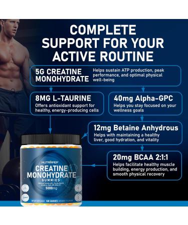Buy Sugar-Free Creatine Monohydrate Gummies 5g for Men & Women | L-Taurine Betaine Alpha-GPC BCAA | Gluten-Free Chewable Supplement Bites - Buy Online on GoSupps.com