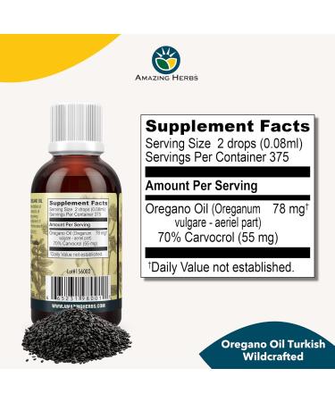 Buy Amazing Herbs Pure Oregano Essential Oil - 100% Pure Oregano Oil for Cardiovascular Gastrointestinal & Respiratory Health - 1 Fl Oz - International Shipping Available - Buy Online on GoSupps.com