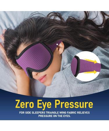 Adjustable Purple Sleep Mask for Men and Women - Zero Eye Pressure, Comfortable Eye Covers with Velcro - 1 Count - Buy Online on GoSupps.com