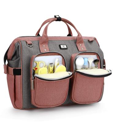 Pomelo Best Baby Changing Bag with Pram Clips and Changing Mat Pink With Grey