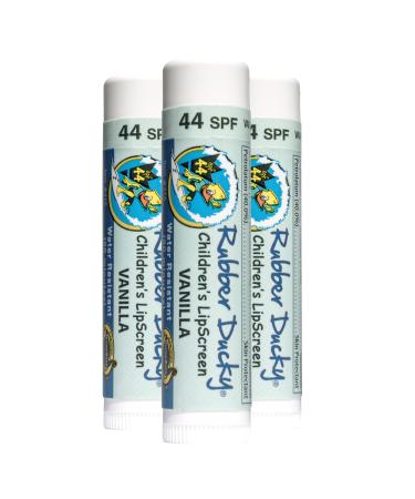 Rubber Ducky - Kid's SPF 44 Lip Balm - Moisturizing Vitamin E Sunscreen For Lips - All Season Broad Spectrum UV Protection - Waterproof 80 Mins - Reef-Safe, NO-OX Protectant - Clear - Vanilla - 3 Pack 0.15 Ounce (Pack of 3…