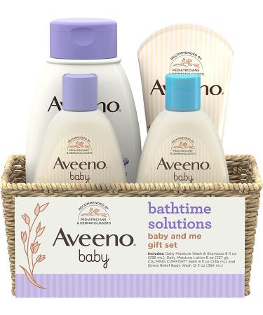 Aveeno Baby Mommy & Me Daily Bathtime Gift Set - Baby Wash & Shampoo, Calming Bath, Moisturizing Lotion, Stress Relief Body Wash - 4 Items - Buy Online on GoSupps.com