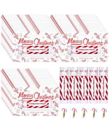Sacubee 50 Pack Christmas Lip Balms Bulk Peppermint Candy Flavor Lip Balm Winter Holiday Flavor Christmas Party Gifts Stocking Stuffers Bulk for Women Employee Staff Coworkers