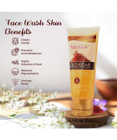 Nutriglow Gold Kesar Face Wash for Deep Cleansing and Radiant Skin Tan Removal Skin Tightening Non Foaming Face Wash All Skin Types Sulphate Free 65 Ml Each Pack of 2 - Buy Online on GoSupps.com