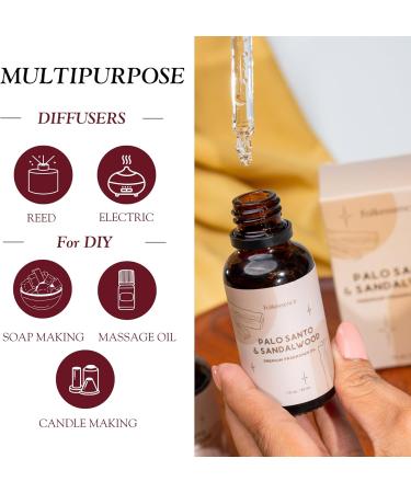 Folkulture Palo Santo & Sandalwood Essential Oil Blend | 30 ml - 1.01 Fl Oz Fragrance Oil | Essential Oils for Humidifier for Calmness Mindfulness & Relaxation Diffuser Oil for Home Palo Santo & Sandalwood 1 Fl Oz (Pack o  - Buy Online on GoSupps.com