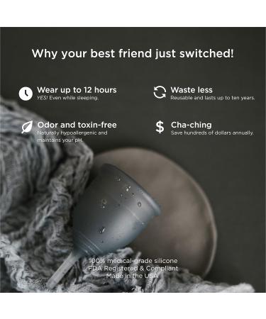 Saalt Soft Menstrual Cup - Super Soft and Flexible - Best Sensitive Cup - Wear for 12 Hours - Made in USA (Grey Small) - Buy Online on GoSupps.com