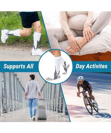 360 Relief Copper Compression Socks - Graduated Athletic Fit for Men & Women | Support for Running, Nurses, Shin Splints, Flight Travel, Maternity | Boost Stamina | Includes Mesh Laundry Bag | L-XL White - Buy Online on GoSupps.com