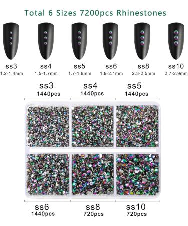 Beadsland 7200PCs Flatback Rhinestones - Clear Round Crystal Nail Gemstones Mixed Sizes SS3-SS10 Green Volcano Color with Wax Pencil Kit for Handicrafts - Buy Online on GoSupps.com