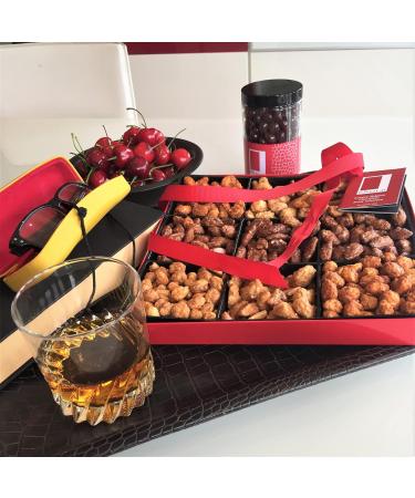 Rita Farhi Roasted & Caramelised Mixed Nut Selection Luxury Gift Box 940 g | Cashews Peanuts Pecans Almonds | Honey Roasted Salted & Chilli Flavours | Healthy Gourmet Food | Vegetarian | Kosher Luxury Mixed Nut Selection - Buy Online on GoSupps.com