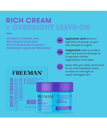 Freeman Restorative Moisturizing Cream & Overnight Treatment - Hydrating Rich Cream with Magnesium & Hyaluronic Acid for Dull Skin - 1.7 fl. oz - Buy Online on GoSupps.com