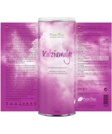 Buy Calcium Algae Powder | Natural Calcium Carbonate from Lithothamnium Calcareum | Bio-Available Minerals | Pureeraw 500g - Optimal Calcium & Magnesium Supplement - Buy Online on GoSupps.com