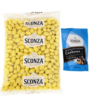 Lemoncello Chocolate Covered Almonds | 5 Lb Bulk Bag | - By Sconza - Roasted Almond Covered in White Chocolate and Lemon Creme Candy | Gift Snack - Milk Chocolate Coconut Cashews