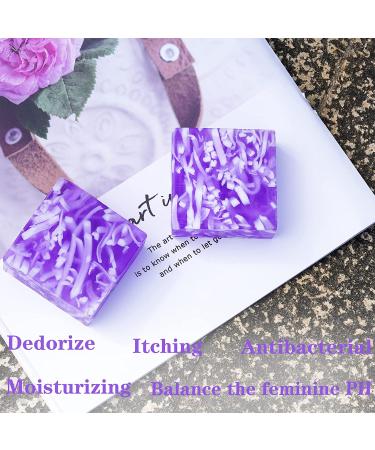 2 PCS Handmade Natural Yoni Soap Bars for Women - pH Balanced V Cleansing Bar with Bubble Foam Net - Yoni Wash Away Odor - 3.53oz/100g (Purple) - Buy Online on GoSupps.com