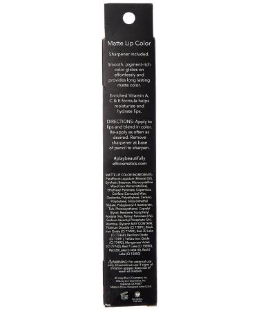 E.L.F. Matte Lip Color in Wine - Rich Pigment, Long-Lasting 0.05 oz - Buy Online on GoSupps.com