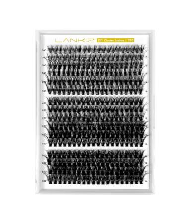 Individual eyelashes 320pcs lankiz eyelashes individually 30d+40d+50d d curl 10-16mm mix cluster lashes diy artificial eyelashes for eyelash extensions individual eyelashes reusable 304050d 320pcs