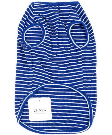 Zunea Striped Dog Shirt for Small Dogs & Cats - Soft Cotton Summer Tank Top - Blue - Size L (1 Pack) - Buy Online on GoSupps.com