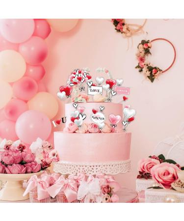 Red White Black Love Heart Cupcake Topper for Valentines Day Decoration Engagement Proposal Wedding Party Supplies - Buy Online on GoSupps.com