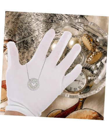 Ipetboom 12 Pairs Washable Cotton Gloves Sleep Gloves Jewelry Inspection Gloves Womens Glives Ladies Watches Working Gloves Shoelace Charms Womans Elastic Cotton Gloves Thicken Coin White 21x11x7cm - Buy Online on GoSupps.com