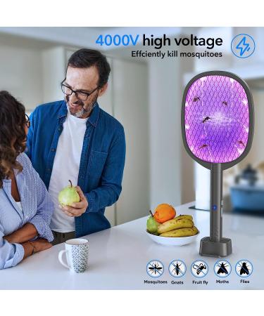 2 in 1 Electric Fly Swatter & Mosquito Zapper 4000V | USB Charging Base | Powerful Bug Zapper Racket | Indoor/Outdoor Use - Buy Online on GoSupps.com